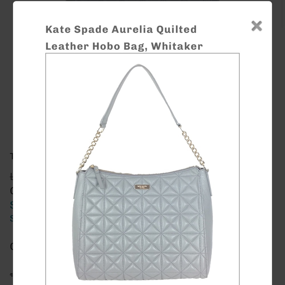 Kate Spade grey Quilted leather Hobo shoulder bag